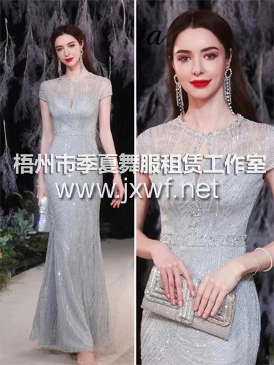 L2027新款气质宴会性感灰色鱼尾高级年会主持人晚宴晚礼服