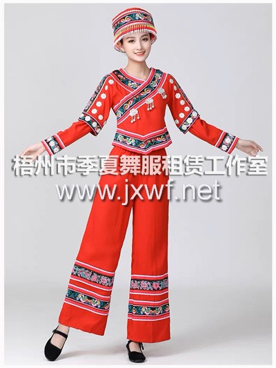 M2019红色少数民族服装土家族苗族瑶族侗族壮族彝族土家族