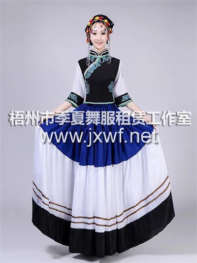 M2010新款彝族七月火把节七彩大摆裙演出服装少数民族舞蹈演出开场舞裙M2010