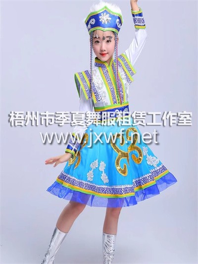 RT004新款蒙古少儿演出服儿童蒙族女童筷子舞蹈服幼儿蒙古舞服装纱裙