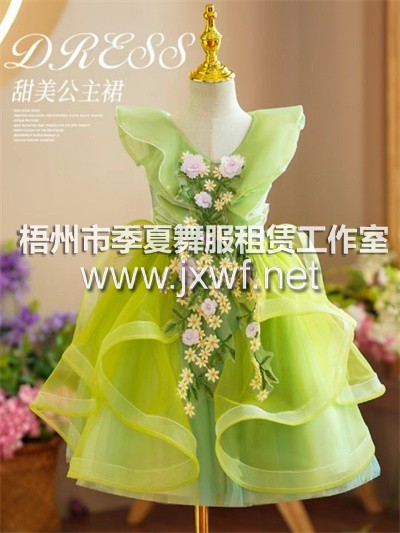 RT010儿童演出服蓬蓬裙幼儿园表演服女童绿色森系公主裙礼服可爱舞蹈服