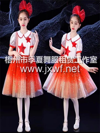 RT019六一儿童合唱团表演演出服女童蓬蓬纱裙中小学生男朗诵服五星红旗