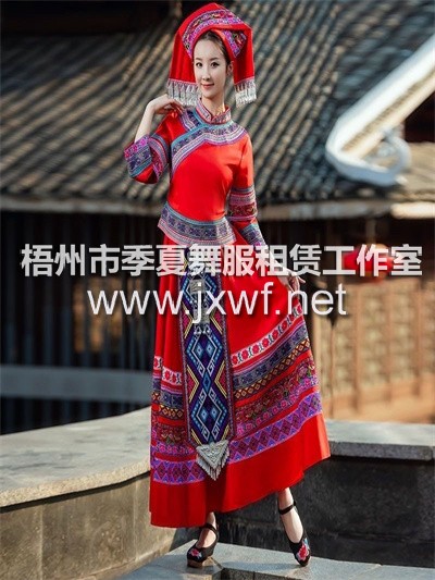 M2036广西壮族服民族服装女三月三刺绣苗族舞蹈服土家族服饰葫芦丝表演服